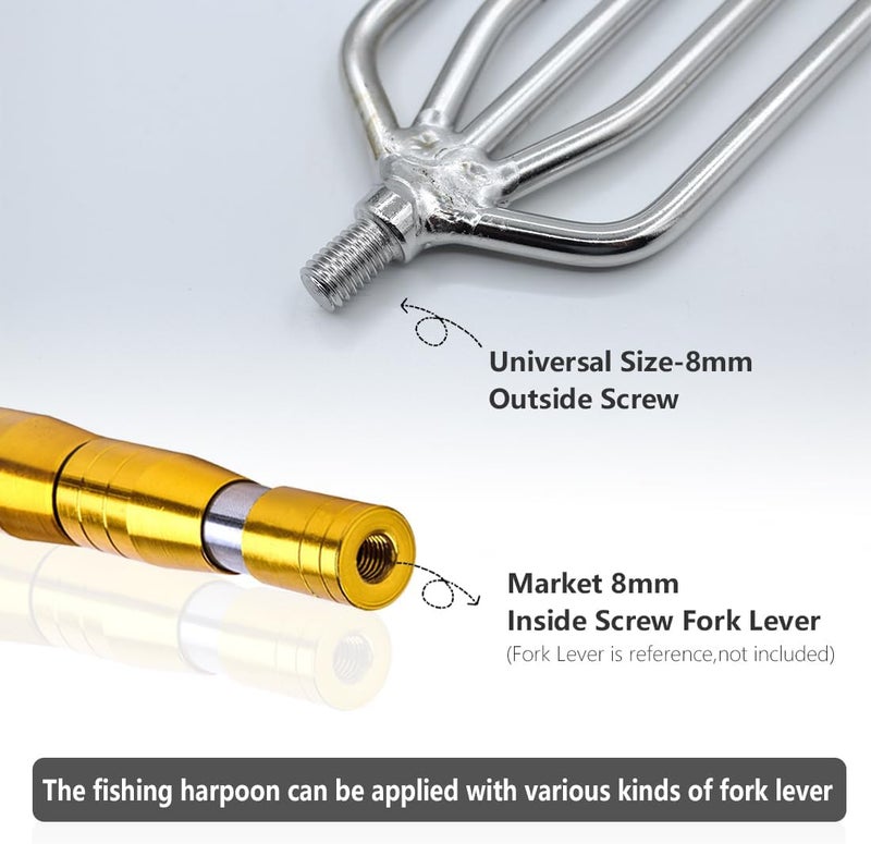 Dutiplus Large Fishing Harpoon 1~11 Prong Barded Stainless Steel Hunting Fish Gig Gaff Fork Hook with 8mm Screw for Catching Big Fish Mole Big Bullfrog - Image 5